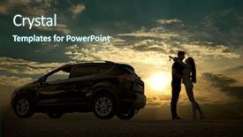  Presentation with happiness - PPT theme featuring silhouette of happiness couple stay background and a tawny brown colored foreground