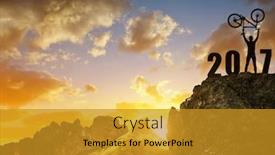  Presentation with happy new year - Cool new presentation with silhouette-of-happy-cyclist-celebrating backdrop and a gold colored foreground