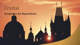  Presentation with historical buildings - Beautiful PPT layouts featuring silhouette-of-historical-buildings backdrop and a coral colored foreground