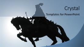  Presentation with horse knight - Audience pleasing slide set consisting of silhouette of horse rider statue backdrop and a seafoam green colored foreground