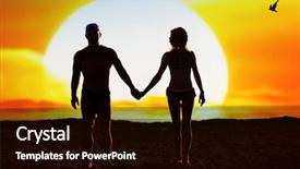  Presentation with sunset beach - Slides having tasman glacier viewpoint where new background and a dark gray colored foreground