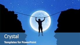  Presentation with rope - PPT theme featuring silhouette of man hanging on rope above gap background and a teal colored foreground