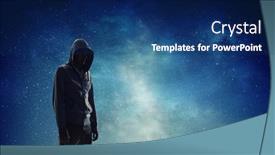  Presentation with silhouette of man worship - Theme consisting of silhouette-of-man-in-hoody background and a ocean colored foreground
