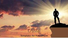  Presentation with element - Slides having silhouette-of-man-on-sunset background and a  colored foreground