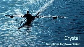  Presentation with rowing - Beautiful presentation theme featuring silhouette of man rowing alone backdrop and a ocean colored foreground