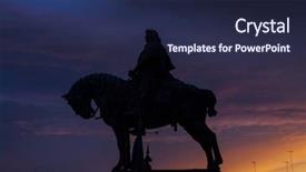  Presentation with worship religious silhouette - Beautiful PPT theme featuring silhouette of mathias rex statue backdrop and a  colored foreground