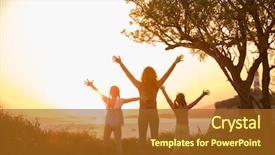  Presentation with sunset water dolphin - Beautiful slide deck featuring silhouette of mother with two backdrop and a tawny brown colored foreground