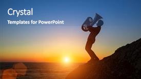  Presentation with role play - Cool new presentation theme with silhouette of musician play tuba backdrop and a ocean colored foreground