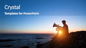  Presentation with sea shore - Beautiful presentation featuring silhouette of musician play tuba backdrop and a  colored foreground