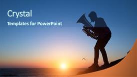  Presentation with play infants and toddlers - Amazing slides having silhouette of musician play tuba backdrop and a ocean colored foreground