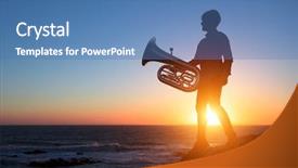  Presentation with orchestra silhouette - Slides having silhouette of musician with tuba background and a  colored foreground