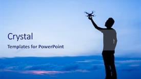  Presentation with drone - Slide set with silhouette of one man use background and a sky blue colored foreground