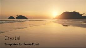  Presentation with light waves - Audience pleasing presentation theme consisting of silhouette-of-paradise-mountains-islands backdrop and a coral colored foreground