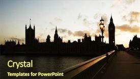  Presentation with parliament - Audience pleasing slide set consisting of silhouette of parliament with big ben at sunset london backdrop and a wine colored foreground