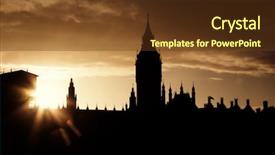  Presentation with parliament - PPT theme enhanced with silhouette of parliament with big ben at sunset london background and a tawny brown colored foreground