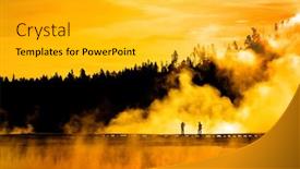  Presentation with steam - Presentation theme enhanced with silhouette-of-people-photographing-person background and a light gray colored foreground