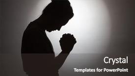  Presentation with sad woman silhouette - Amazing slides having silhouette of praying woman backdrop and a dark gray colored foreground