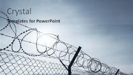  Presentation with razor - Theme having silhouette-of-razor-barbed-wire background and a  colored foreground