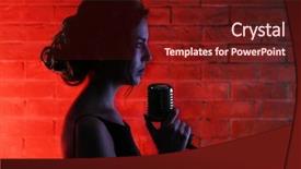  Presentation with brick - Beautiful PPT theme featuring silhouette of singing woman on brick wall background backdrop and a tawny brown colored foreground
