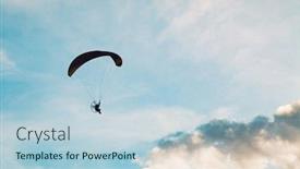  Presentation with parachute - Slides enhanced with silhouette of skydiver with parachute - live your dream freedom and adrenaline concept background and a light blue colored foreground