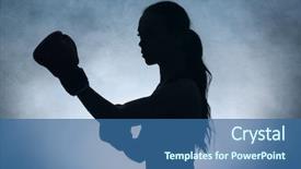  Presentation with boxing woman and a tawny - PPT layouts consisting of silhouette of strong boxer woman background and a ocean colored foreground