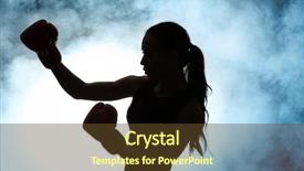  Presentation with sportswoman boxing woman - Beautiful slides featuring spotlights portrait - silhouette of strong boxer woman backdrop and a light blue colored foreground
