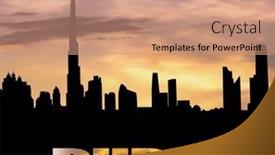  Presentation with city silhouette - Presentation theme consisting of silhouette-of-the-city-dubai and a coral colored foreground