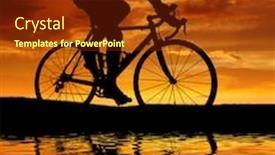  Presentation with road bike - PPT theme with silhouette of the cyclist riding a road bike at sunset background and a tawny brown colored foreground