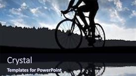  Presentation with road bike - Slides with silhouette of the cyclist riding a road bike at sunset background and a wine colored foreground