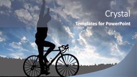  Presentation with road bike - Amazing presentation theme having silhouette of the cyclist riding a road bike at sunset backdrop and a gray colored foreground