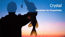  Presentation with fisherman - Cool new presentation theme with silhouette of the fisherman with fish and lure backdrop and a teal colored foreground
