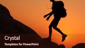  Presentation with terrain rugby - Slide set consisting of silhouette of the hiker walking background and a wine colored foreground