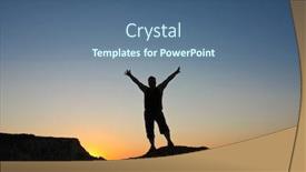  Presentation with mountains - Colorful presentation theme enhanced with silhouette-of-the-man backdrop and a ocean colored foreground