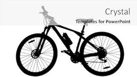  Presentation with mountain bike - Colorful presentation design enhanced with bicycle wheel - silhouette of the mountain bike backdrop and a white colored foreground