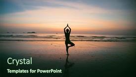  Presentation with yoga - Beautiful slide set featuring silhouette-of-the-yoga-woman backdrop and a wine colored foreground