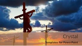  Presentation with calvary - Presentation design consisting of silhouette-of-three-crosses background and a gold colored foreground