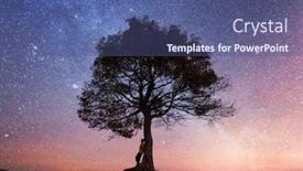  Presentation with tree silhouette - Audience pleasing PPT theme consisting of silhouette-of-tourist-sitting-under backdrop and a ocean colored foreground