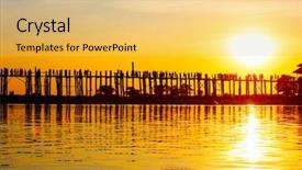  Presentation with worship religious silhouette - Amazing slide deck having silhouette of u bein bridge backdrop and a yellow colored foreground