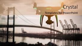  Presentation with drone quadcopter - Colorful presentation theme enhanced with silhouette of unmanned aircraft system backdrop and a coral colored foreground