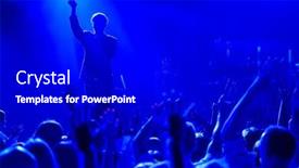  Presentation with blue neon - PPT layouts consisting of silhouette-of-unrecognizable-male-vocalist background and a black colored foreground