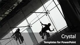  Presentation with working - Cool new slide set with silhouette of window cleaners known backdrop and a dark gray colored foreground