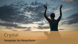  Presentation with exercises - Colorful PPT theme enhanced with silhouette-of-woman-doing-yoga backdrop and a yellow colored foreground
