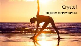  Presentation with sunset beach - Slide deck consisting of silhouette of woman practicing yoga background and a blonde colored foreground