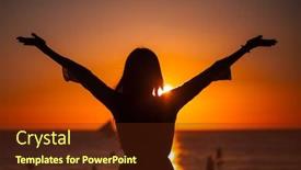  Presentation with golden woman - Presentation featuring silhouette-of-woman-raising-arms background and a tawny brown colored foreground