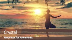  Presentation with blood - Amazing slide deck having silhouette of woman standing at yoga pose on the beach during an amazing blood sunset backdrop and a tawny brown colored foreground