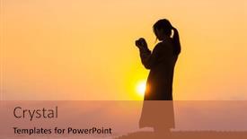  Presentation with sunset beach - Presentation featuring silhouette-of-woman-use-camera and a coral colored foreground