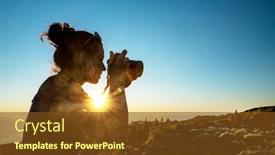  Presentation with camera - Presentation design featuring silhouette-of-woman-with-camera background and a tawny brown colored foreground