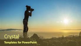  Presentation with camera - Theme featuring silhouette-of-woman-with-camera background and a tawny brown colored foreground