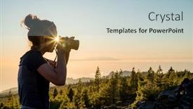  Presentation with camera - Presentation theme consisting of silhouette-of-woman-with-camera background and a lemonade colored foreground