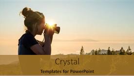  Presentation with camera - Theme enhanced with silhouette-of-woman-with-camera background and a gold colored foreground